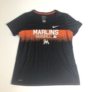 Nike Miami Marlins Shirt Womens XL Black Orange MLB‎ Baseball Ladies C61